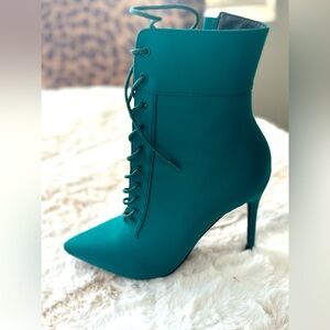 Azalea Wang Green Nylon Stiletto High
Heel Booties